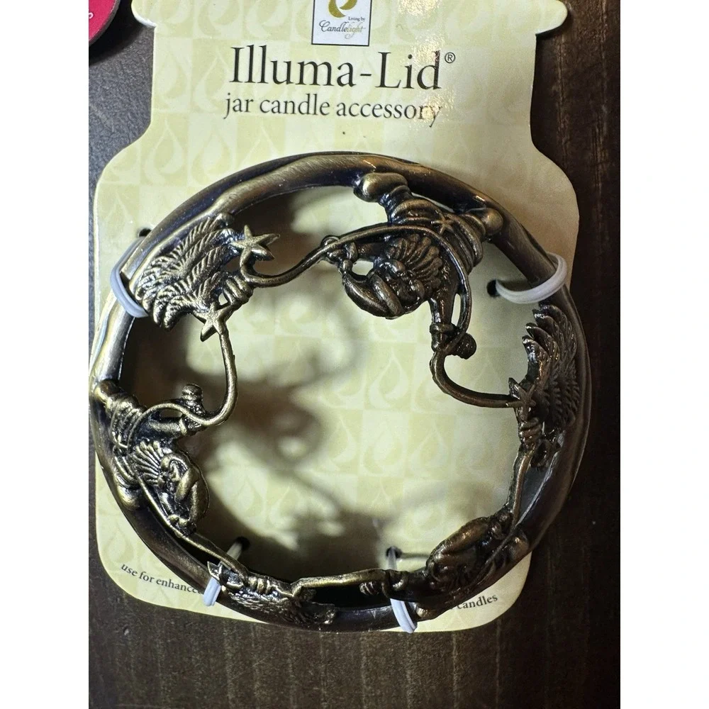 Yankee Candle 3 Lot Illuma Lid Topper Metal Christmas Gifts Santa Cats Decor